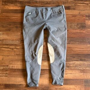 SmartPak Piper Side Zip Gray Equestrian Breeches with Knee Patches